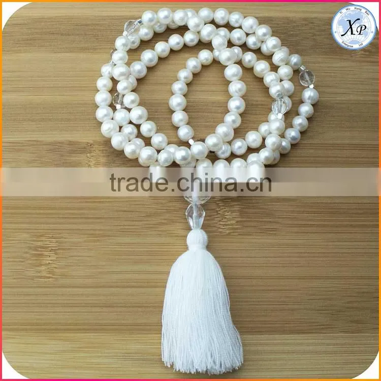 XP-PN-1486 Wholesale freshwater pearl mala beads long tassel necklace