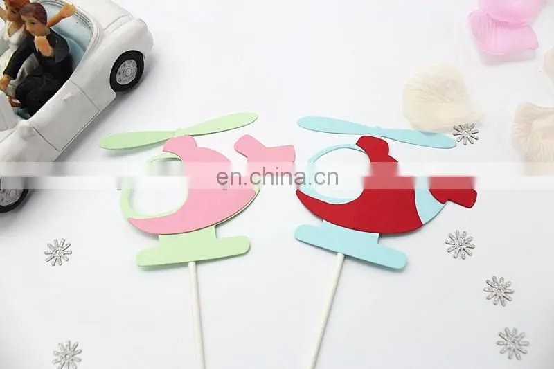 Hot Sale Airplane Cake Topper Helicopter Paper Cake Topper