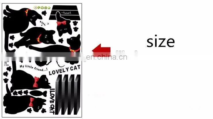 Black Cat on the Stair with Red Tie PVC Wall Sticker Home Decoration