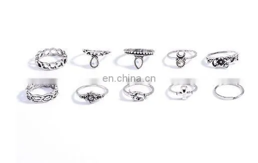 Punk Gold Silver Stack Above Knuckle Ring Band Midi Finger Rings 10PCS/Set