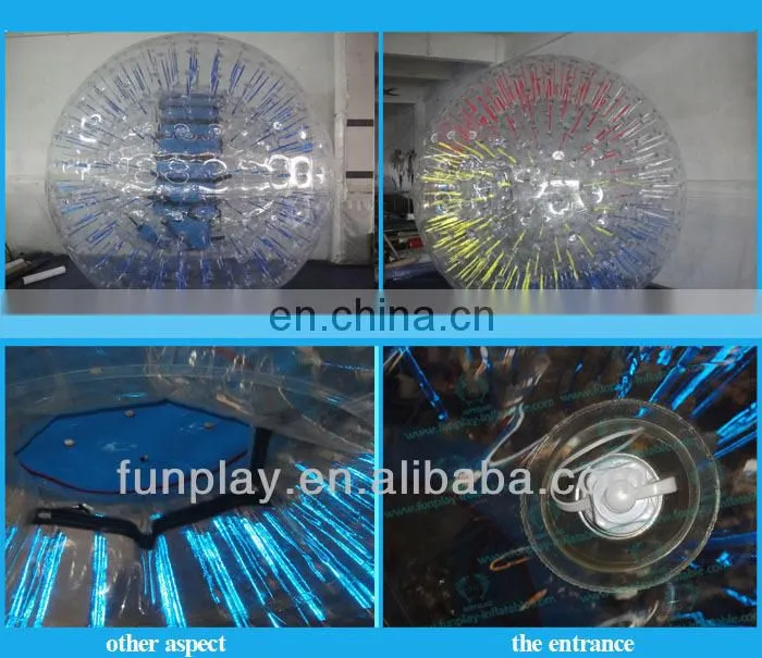 HI blue and yellow pvc inflatable ramp for zorb balls