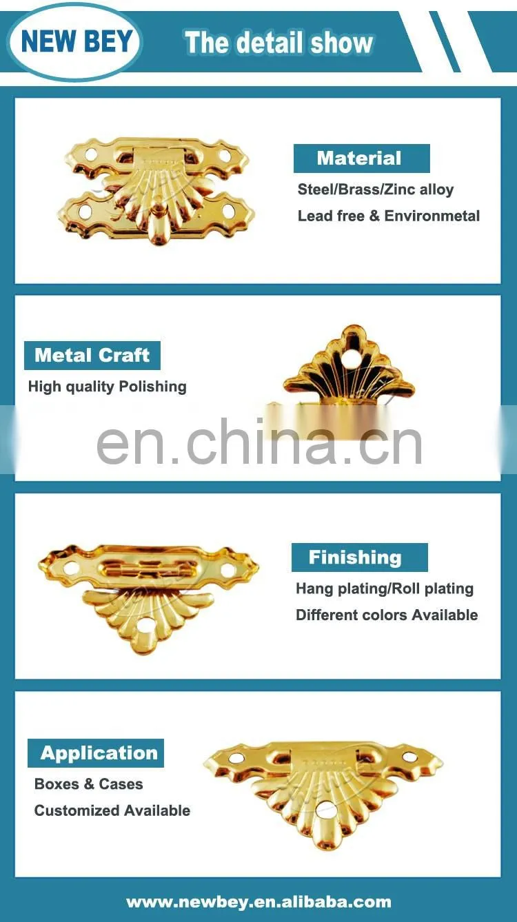 Different kinds of small golden metal box latch for gift box