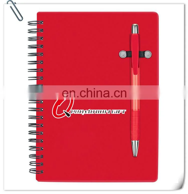 pen buddy spiral 70sheet lined notebook set with ball pen and translucent color cover