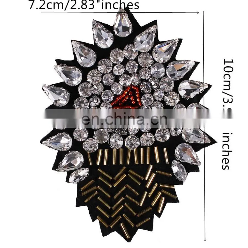 New Design Crystal Heart Rhinestones Beads Applique for Brooch Clothing Bags