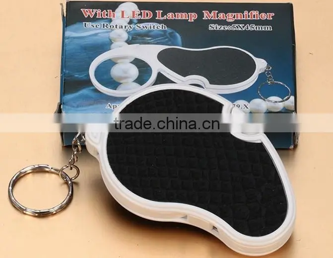 Pocket folding keychain led light magnifying glass