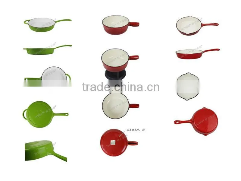 Lightening red enamel cast iron non-stick cooking pot