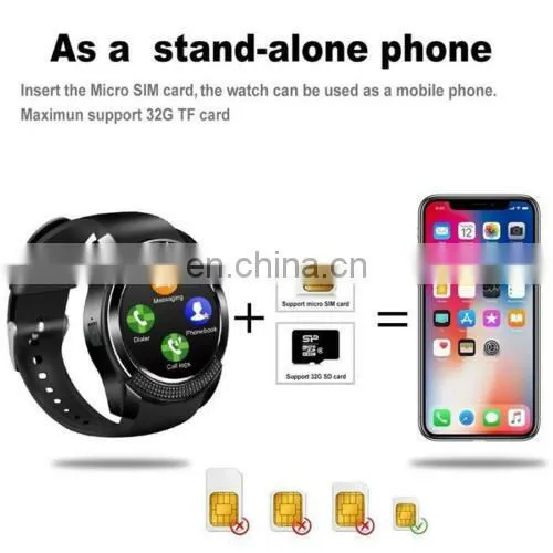 V8 user manual Wrist Watch phone with Camera SIM Card Slot Waterproof smart watch iosv8 smart watch