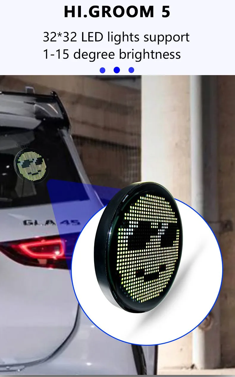 Customizable LED Display Car Rear Windshield Light Funny Car Accessories with Finger Light 5V Condition New App LED Car Sign
