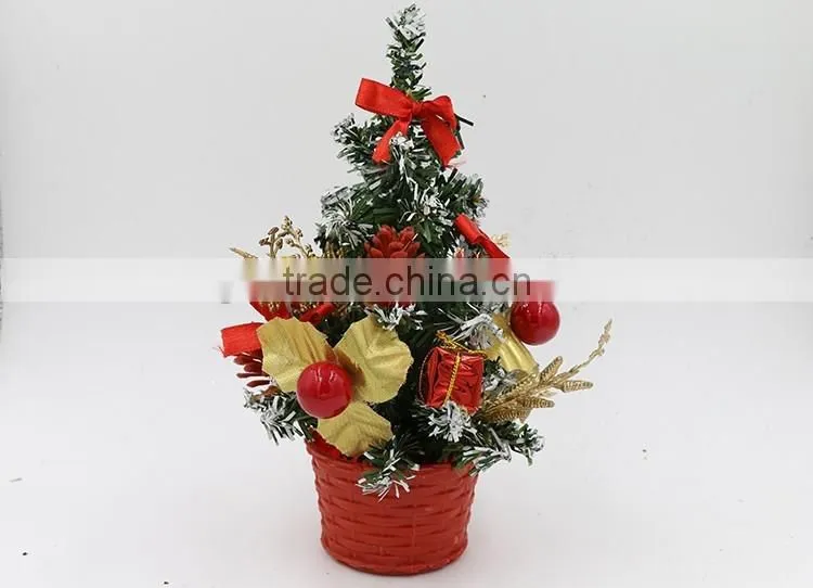 Red Flower Basket PVC Mini Christmas Tree For Christmas Decoration