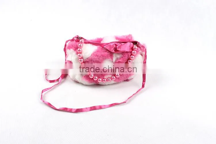 2015 hot selling kids coin bag baby girl plush bag with pearls