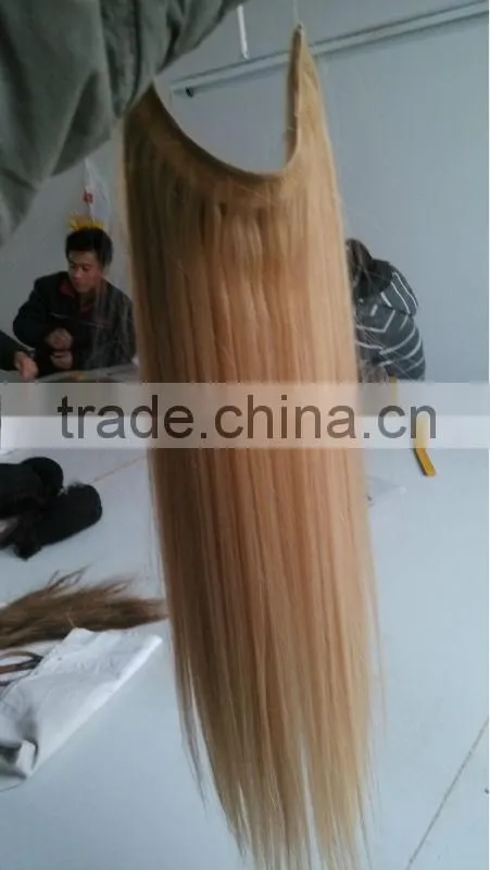 100% human hair Flip In Hair Extensions Halo Hair Extension Good quality