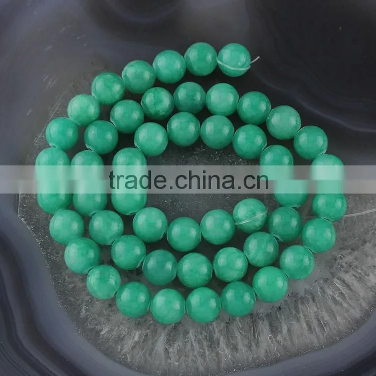 YJ1122-9 Dark green dyed jade stone beads strand