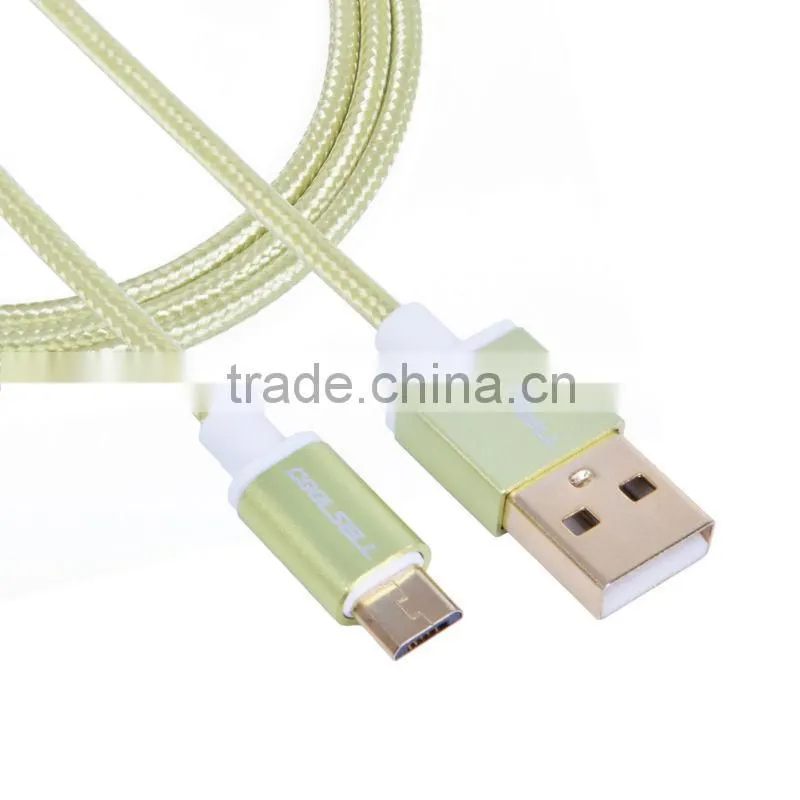 2016 Newest Nylon Braided Micro USB cable with Aluminium Alloy Casing and Metal head