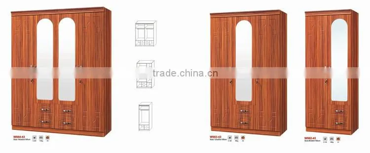 Foshan wholesale latest mdf bedroom almirah designs modern cheap wooden three door wardrobe