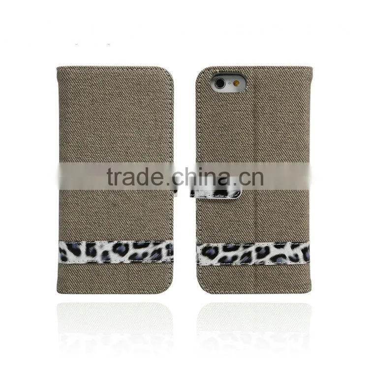 Stylish Leopard Print PU Leather Wallet Flip Stand Mobile Phone Case for iPhone 6