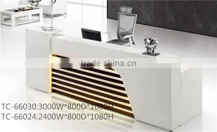 2 seats MDF reception desk dimensions with light inside