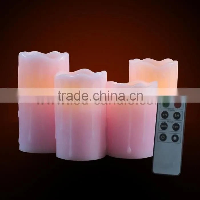 Drip wax flameless pillar candles with remote control