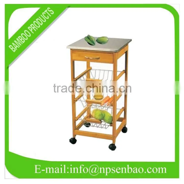 removable bamboo kitchen trolley