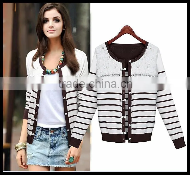 Alibaba China Fashion Top Quality European Trade lace knitted sweaters made in china
