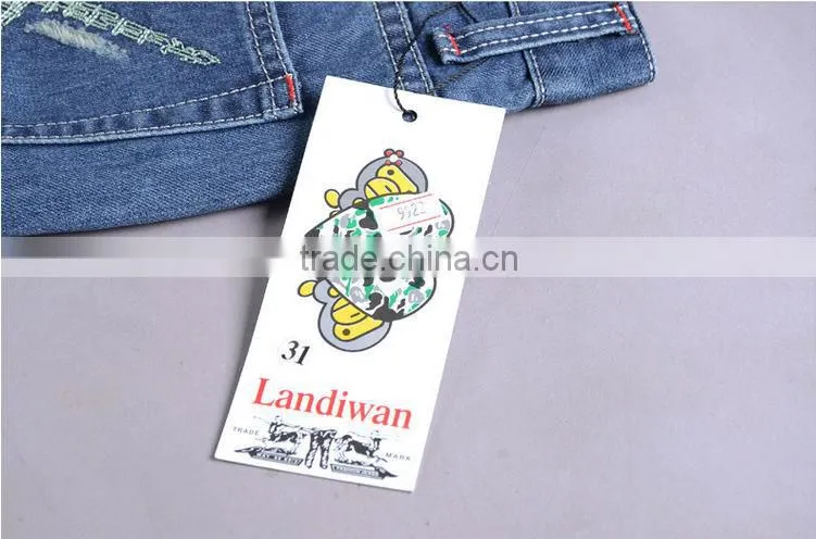 2014 Lastest Design Long Low Waisted Ripped Men Jean wear printed Washed Wholesale Popular Blue Men Jean Pants trouser