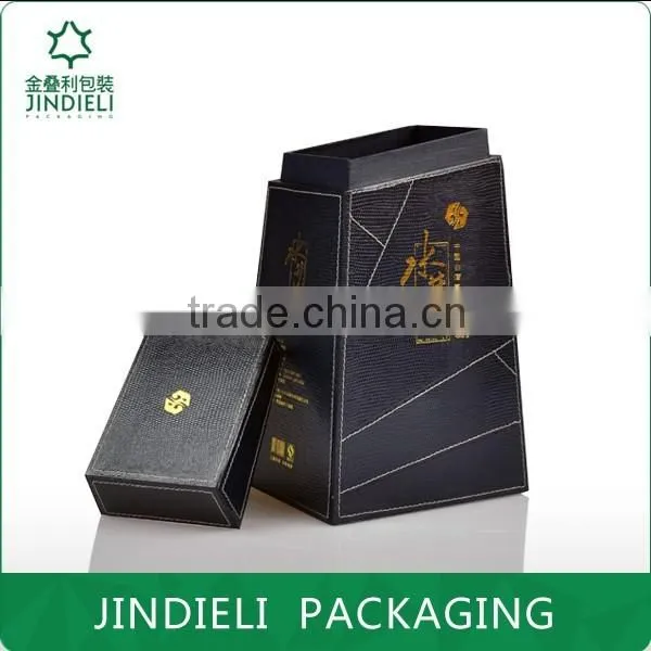 Black leather trapezoid white spirit packaging box