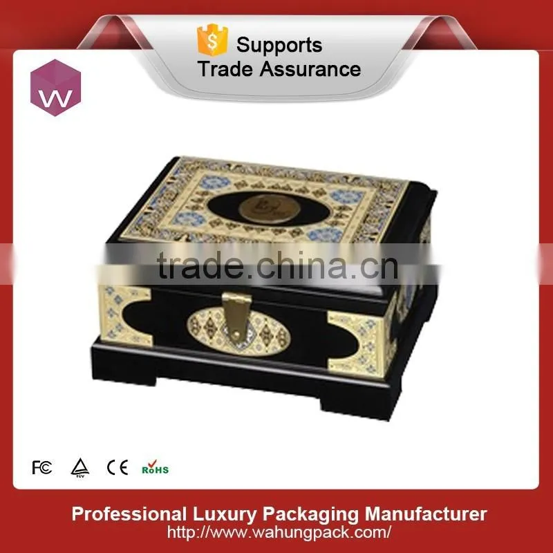 Empty inside black glossy painting chocolate box with two floors