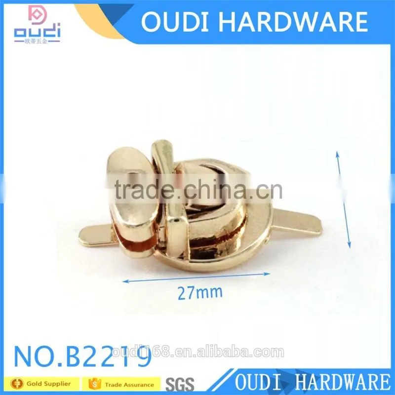 Shiny light gold bag fitting accessories, bag accessories insert buckle for lady handbag
