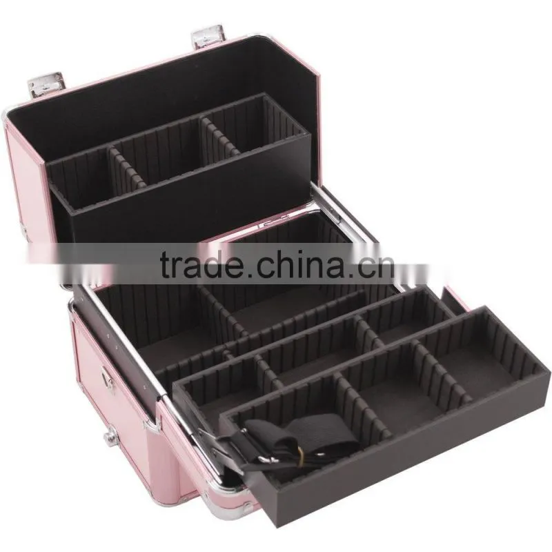 4-Wheel 2-in-1 Rolling Makeup Case with Easy-Slide and Extendable Trays, Includes Removable Tray and Extra Lid, 31-Inch, Smooth