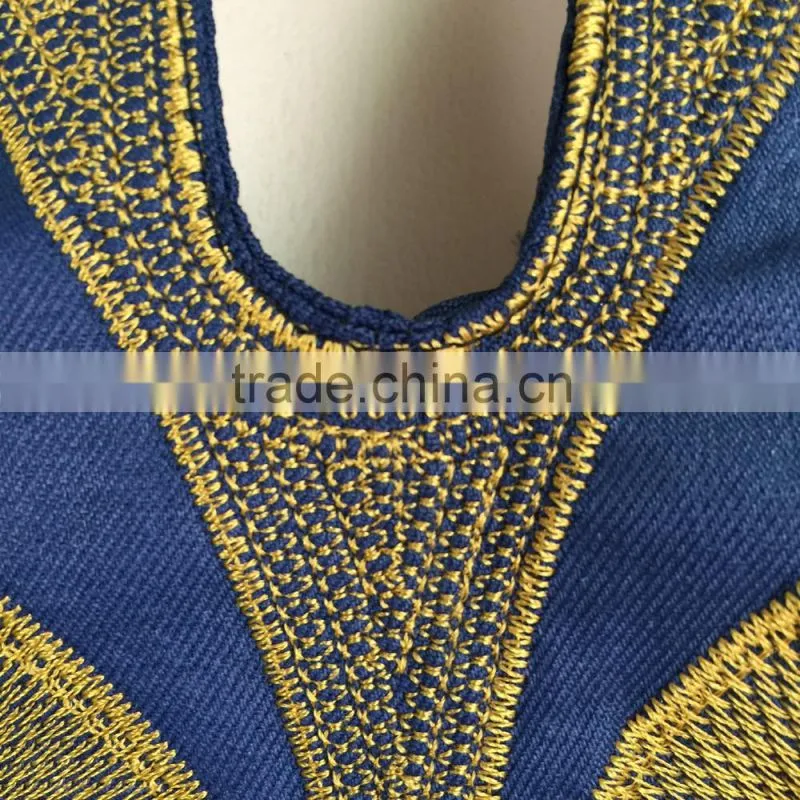 NEW African Women blue dashiki traditional dress 2 pocket