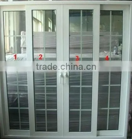 Fashion patterns price of aluminum sliding door with grill design in high quality