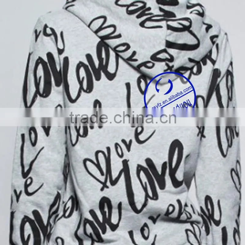 High quality custom women full printed hoodies
