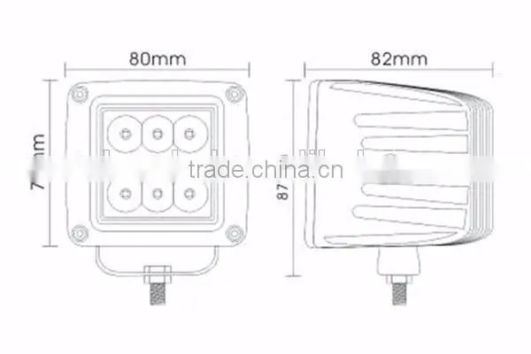 Off road Headlight 18w LED work light headlight Lamp SUV Spot Driving Fog Light for Boat off rod cars