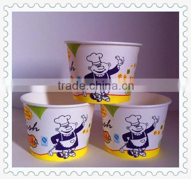 2015 Factory Price Custom Printed PLA Ice Cream Cup With Spoon Lids Frozen Yogurt Paper Cups
