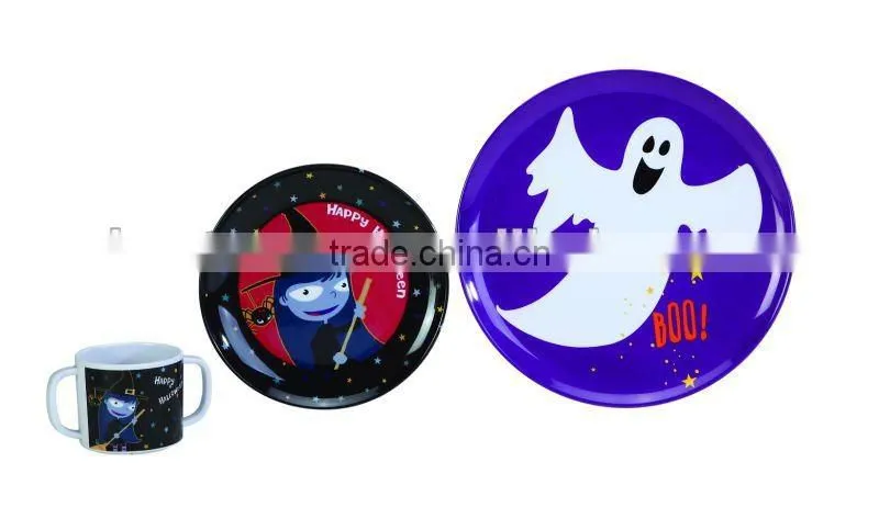 Halloween design dinnerware sets, large plastic halloween pumpkin plate,brass dinnerware set