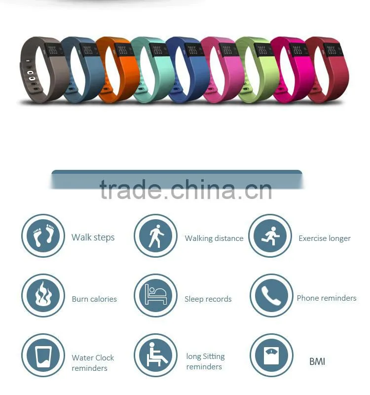 New arrival OLED display backlight silicone smart bracelet pedometer, waterproof bluetooth 4.0 sleep mornitoring wristband