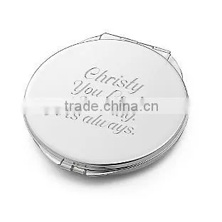 Compact mirror in stock,Promotional mirror for makeup,Round metal Pocket Mirror