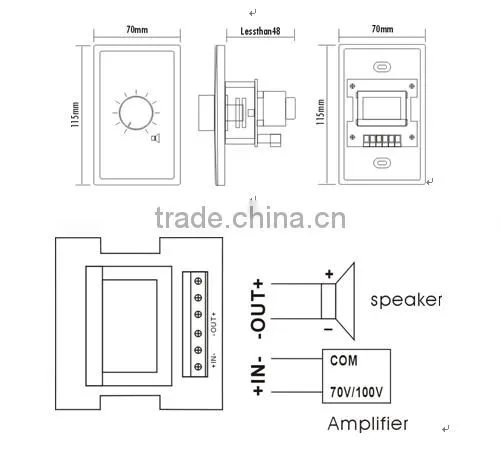 ITC T-681F Series 6W to 60W 100V 10 Steps Speaker Volume Control