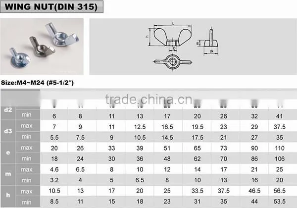 Carbon steel wing nuts germany form DIN315