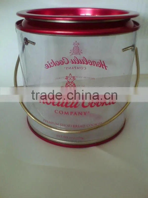 Round tin gift box with clear window