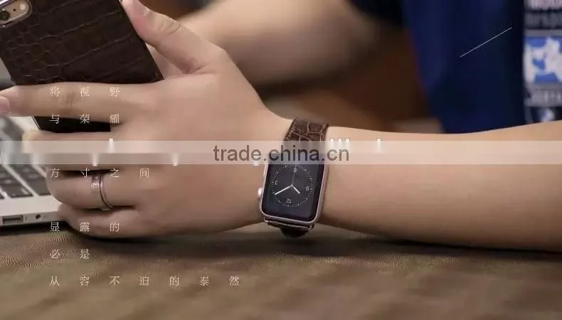 Hot Sale crocodile grain real leather watch band for Apple watch