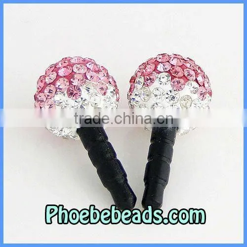 Wholesale 3.5mm Dustproof Plug Iphone Earphone Anti Dust Stopper Ear Cap Micro Pave Crystal Rhinestone For Cell Phone MDP-P1211