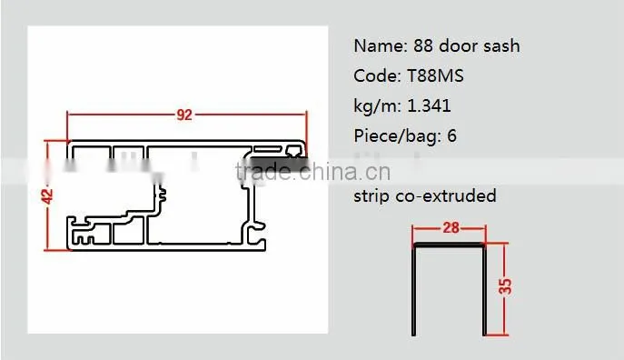 pvc profile for door and window 88 door sash