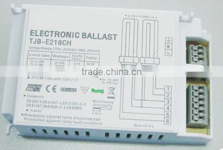 electronic ballast 2x13w CB,CE,EMC,SAA,TUV CERTIFICATES electronic ballast for pl lamps