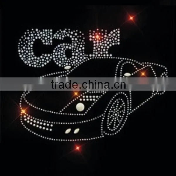 hot fix rhinestone motif with car design iron on Garments