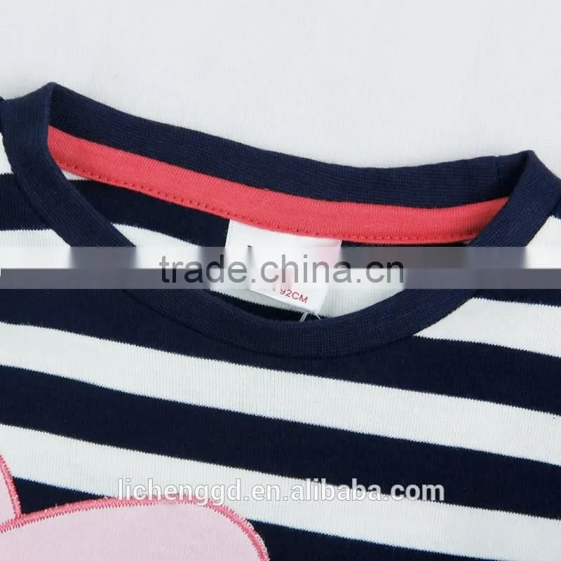 (F4289) Nova t shirts striped girl clothes 2-6Y Fashion fancy clothes animal applique manufacturer t-shirts children t shirt