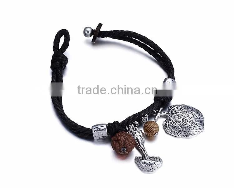 Fashion jewelry vintage Newest design handmade black ribbon and Silver plated pendant