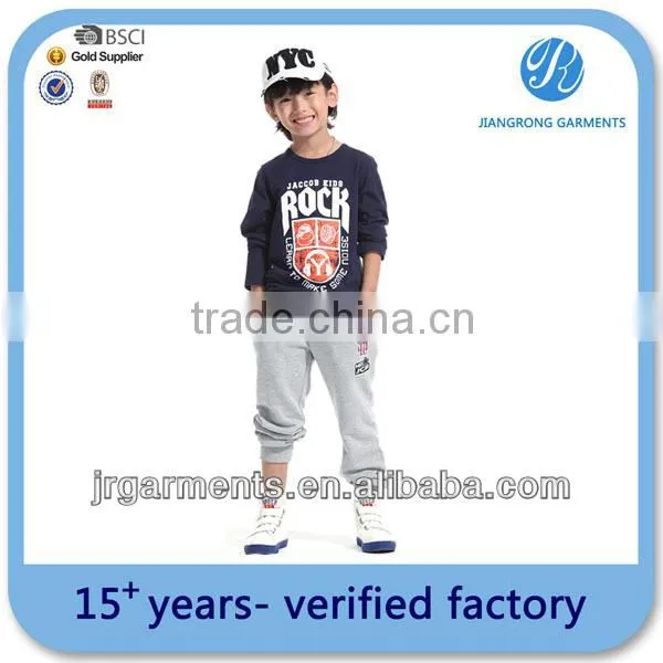 OEM service 100% polyester Child's Navy blue printed boy's long sleeve t shirt factory