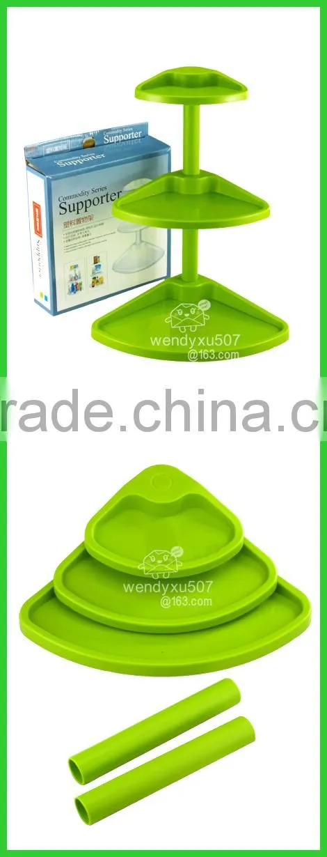 2-layers plastic storage rack/2-layers detachable shelf/double layers combined shelf/Triangular rack/corner coat rack shelf