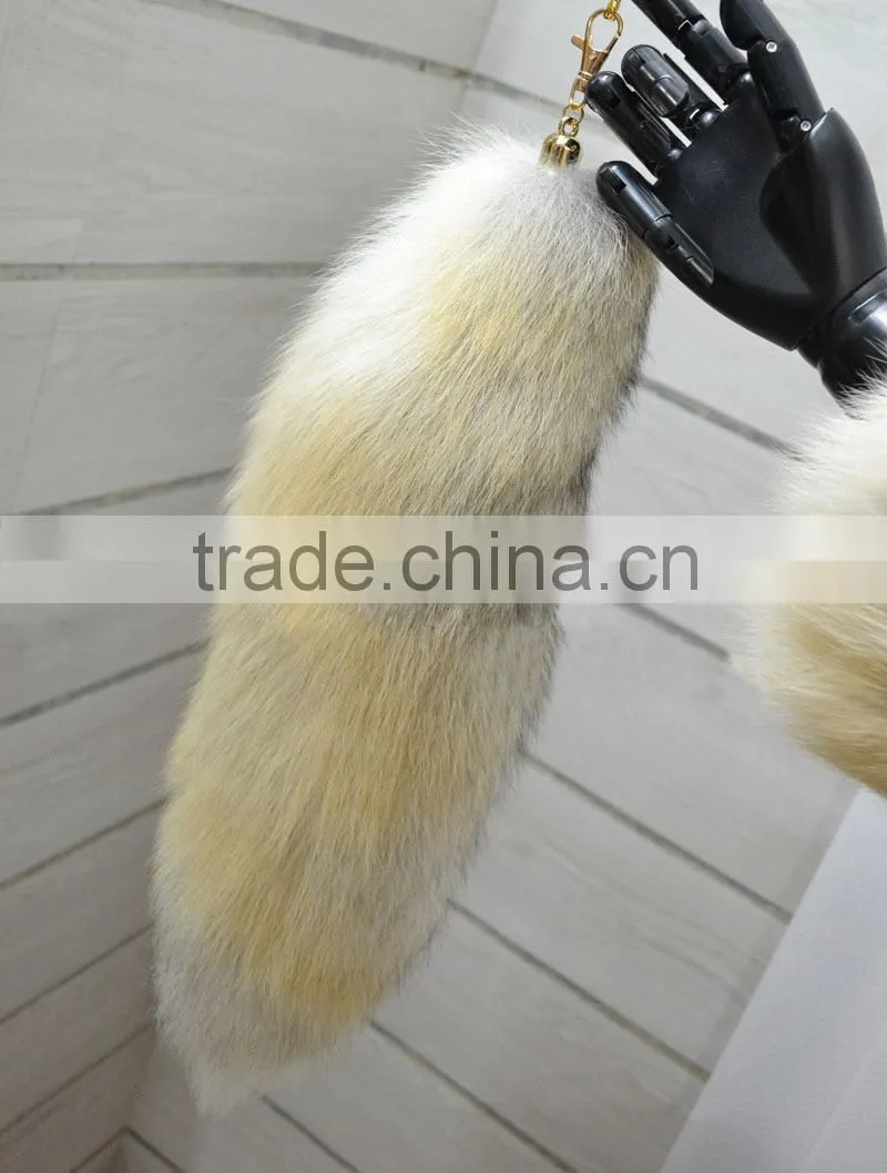High quality real fox tail fur keychain