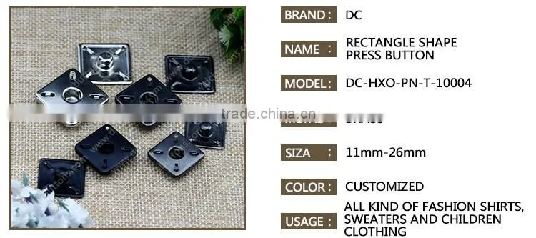 Rectangle Shape 2 Parts Press Button for Coat and Sweater